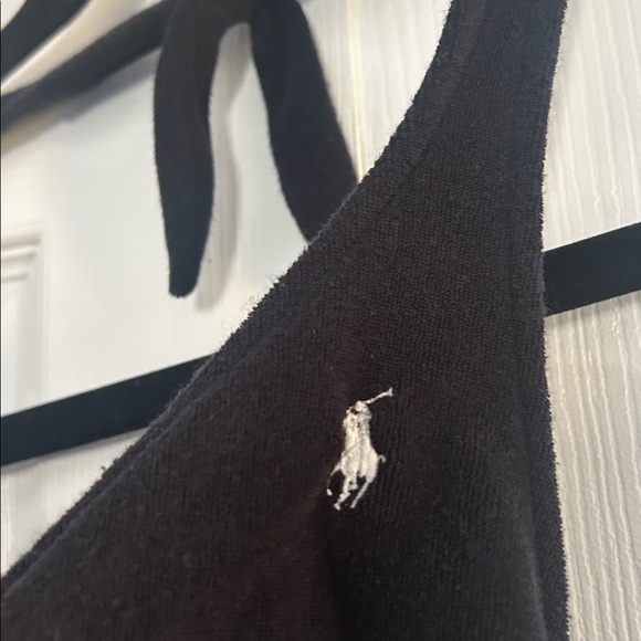 Ralph Lauren Black Halter terry cloth cover up with Ruffle Hem - Picture 2 of 4